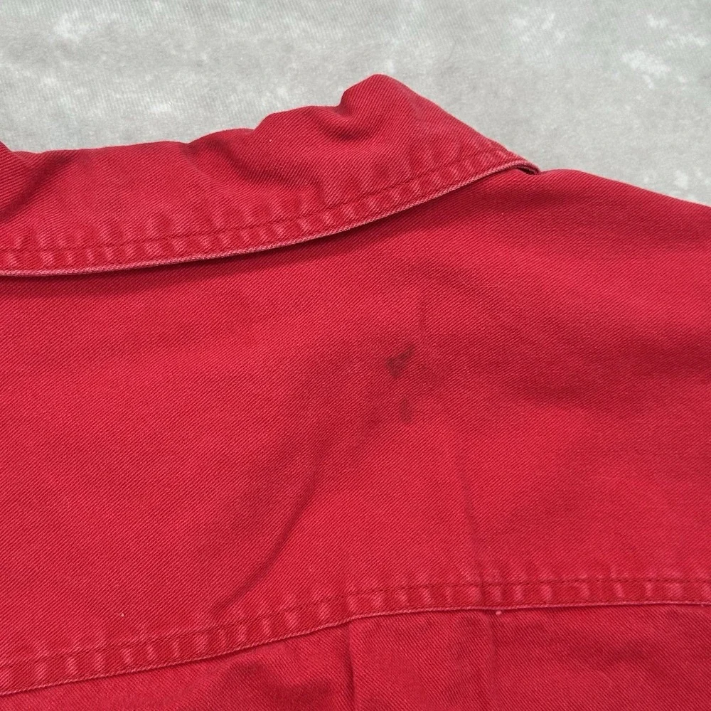 Levi's Red Cotton Denim Jean Western Cowboy Button Down Shirt Men's L